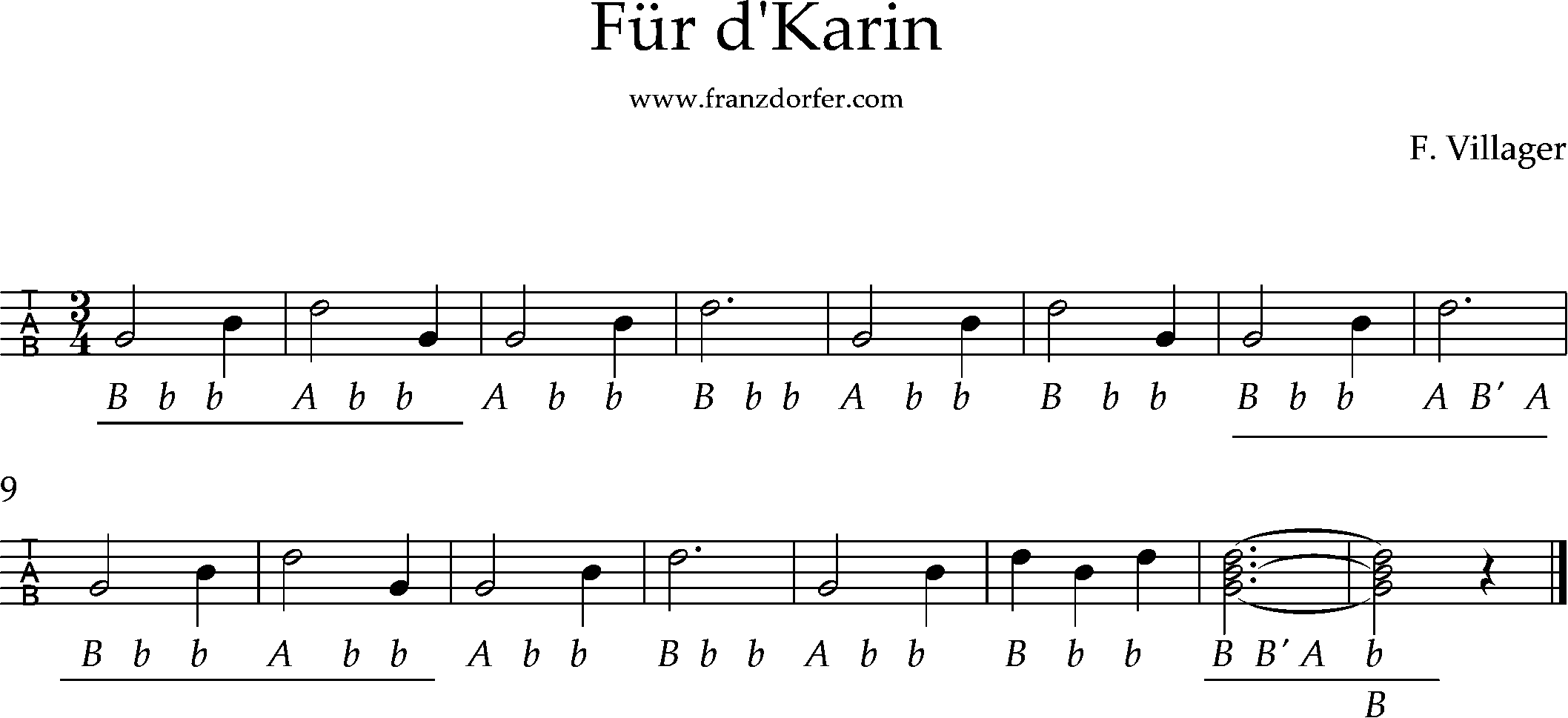 griffschrift, Walzer Für d'karin-Wechselbass